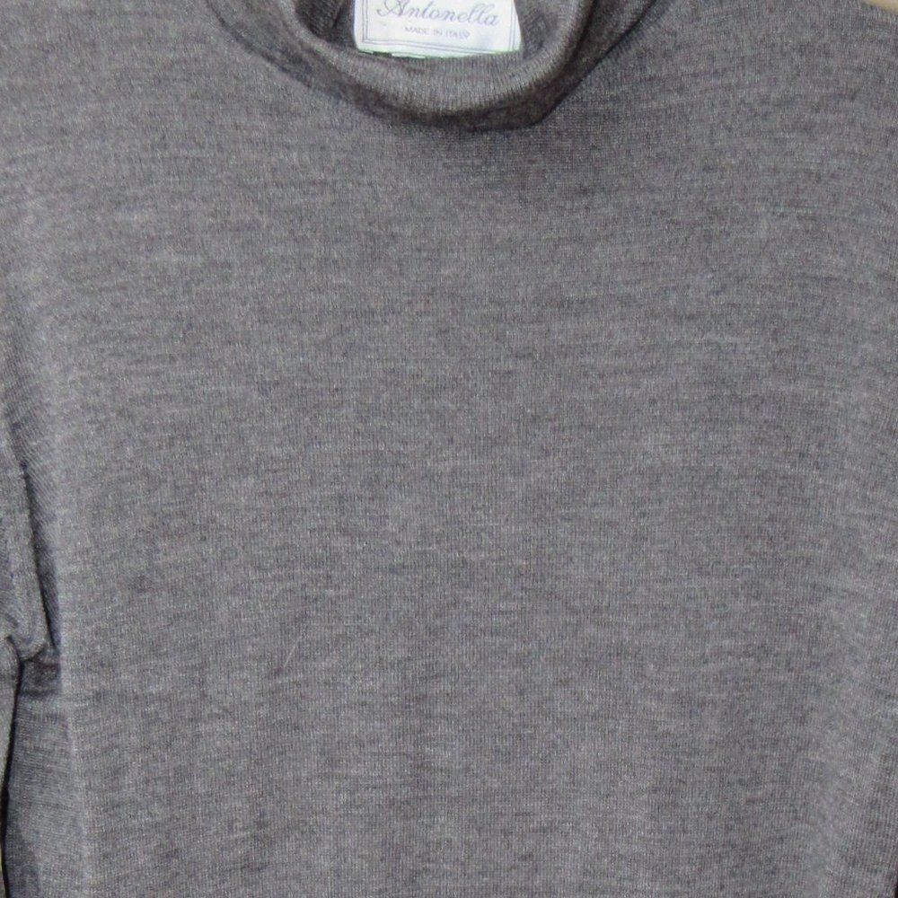 100% Merino Wool Gray Turtleneck Made in Italy Antonella Womens Size L - Picture 4 of 12